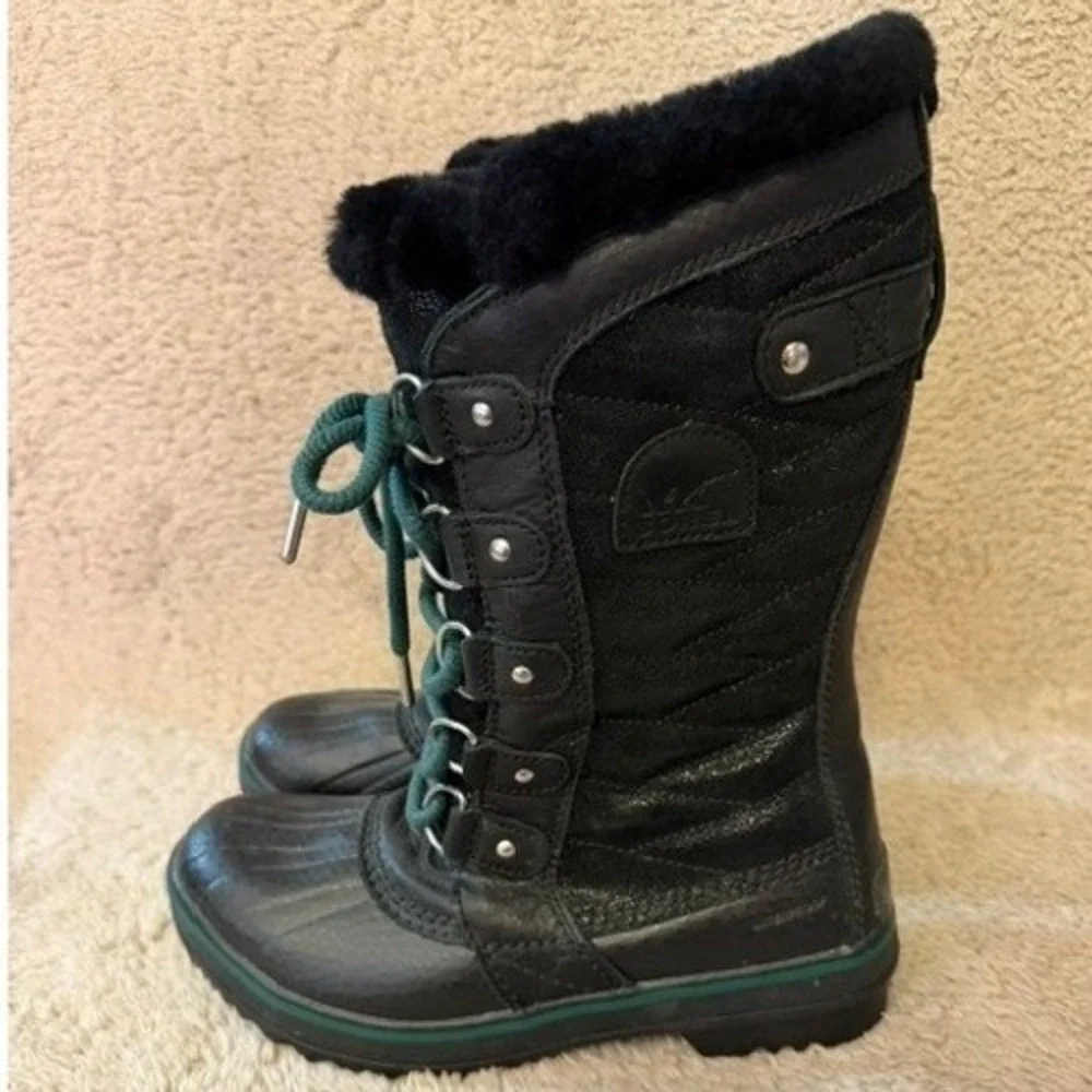 Sorel Tofino II Black Green Waterproof Winter Snow Boots Womens 6.5 NL3029-010